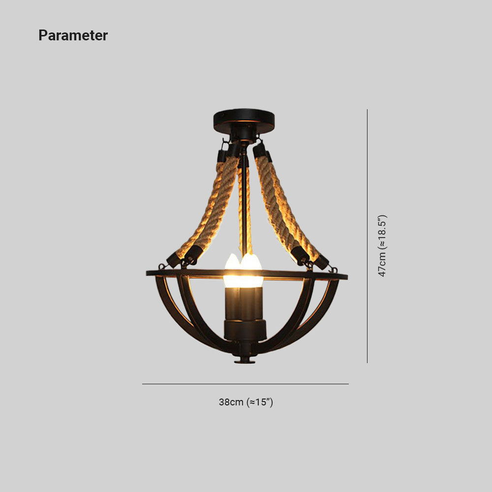 Alessio Kronleuchter, Hanfseil & Metall, ∅38CM - Lumpaz