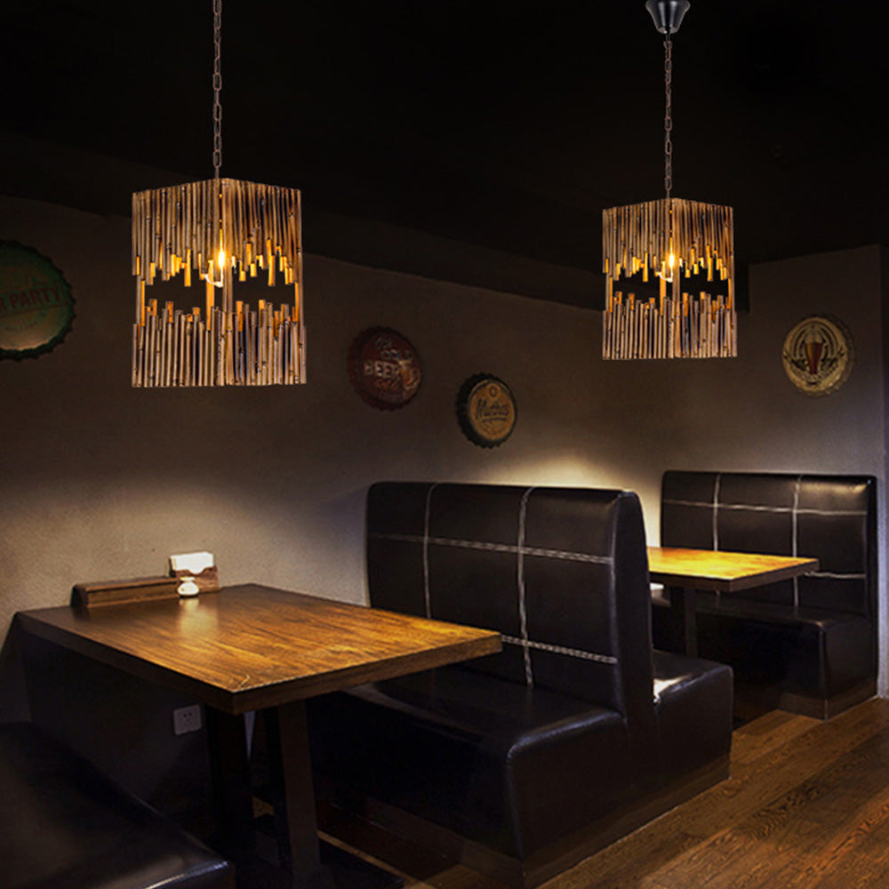Austin Rechteckige Pendelleuchte, Metall & Holz - Lumpaz