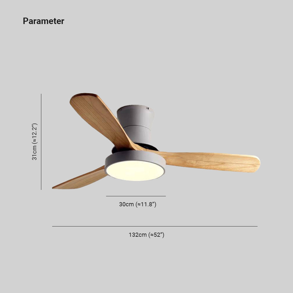 Walters 3-Blatt Deckenventilator mit Beleuchtung, Weiß & Grau, Metall & Holz, ∅132CM - Lumpaz