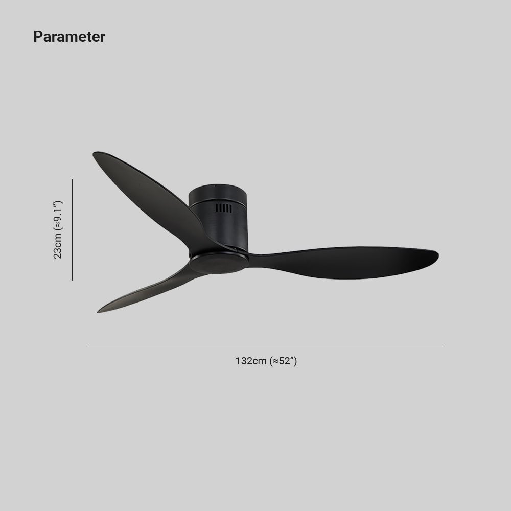 Walters Minimalistischer 3-Blätter Schwarzer Deckenventilator, Metall & ABS, ∅132CM - Lumpaz