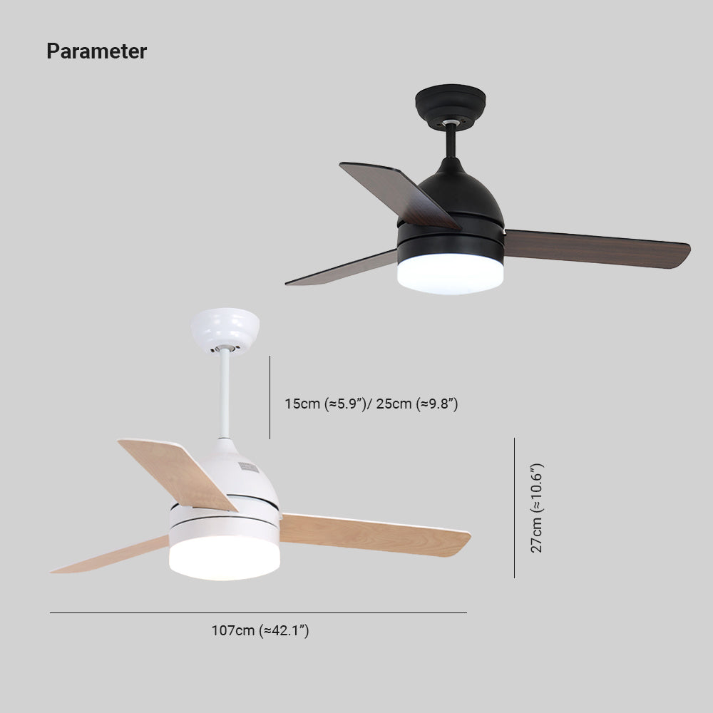 Haydn 3-Blätter Deckenventilator mit Beleuchtung, Schwarz & Weiß, ∅107CM - Lumpaz