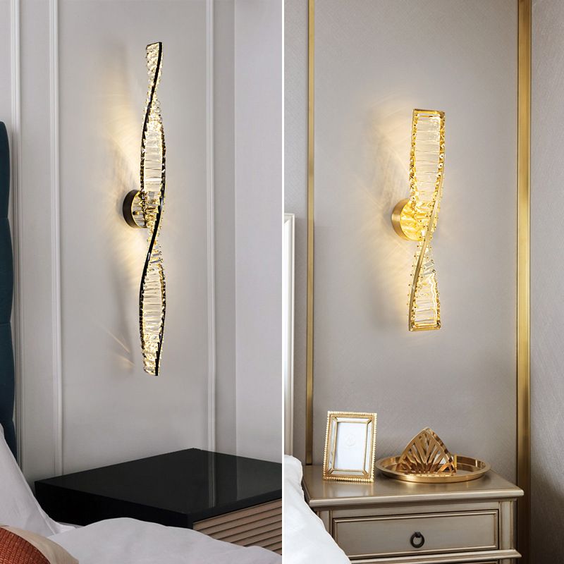 Kristy Kristall Vanity Wandleuchte, Schwarz & Gold, 50/100CM Lang - Lumpaz