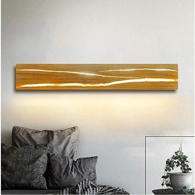 LED Drehbare Log Crack Wandleuchte aus Holz für Schlafzimmer - Lumpaz