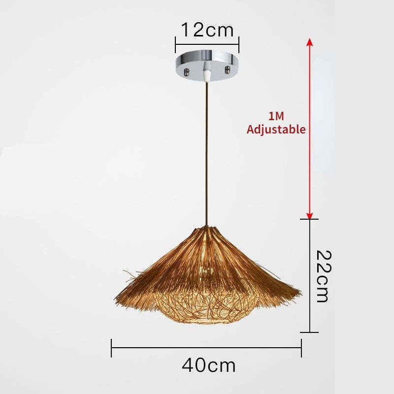 Muto Boho Handgeflochtene Pendelleuchte aus Rattan für Esszimmer - Lumpaz