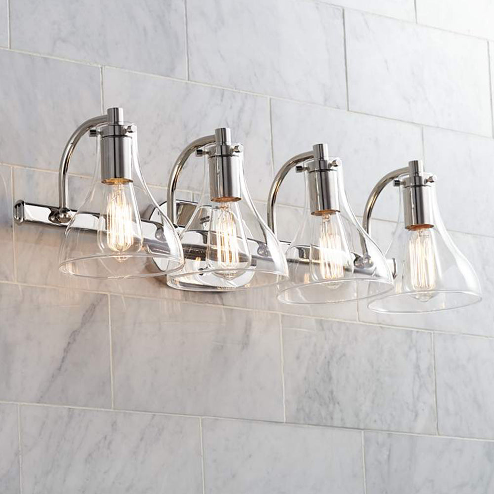 Eyrn Chrom Spiegelfront Waschtisch-Wandleuchte, 3/4-flammig, 52/70CM Lang - Lumpaz