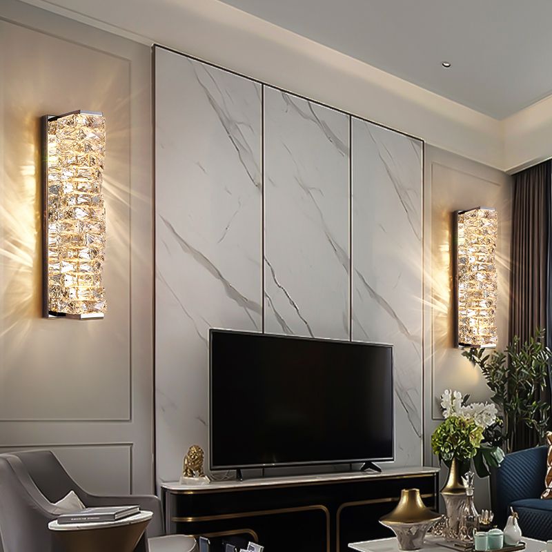 Kristy Spiegelfront Waschtisch-Wandleuchte, Kristall und Metall, 25/47/60CM Lang - Lumpaz