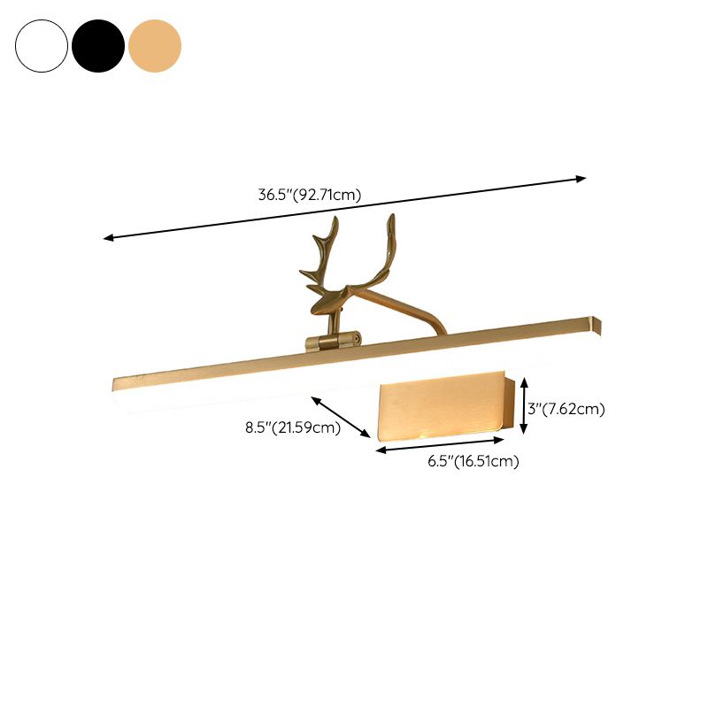 Leigh Geweihe Spiegelfront Waschtisch-Wandleuchte, 3 Farben, Metall, 43/58/74/93CM Lang - Lumpaz