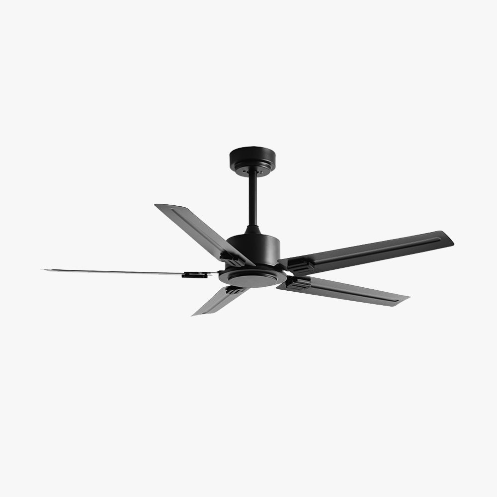 Alessio 5-Blätter Schwarzer Deckenventilator, Metall & Holz, ∅107CM - Lumpaz