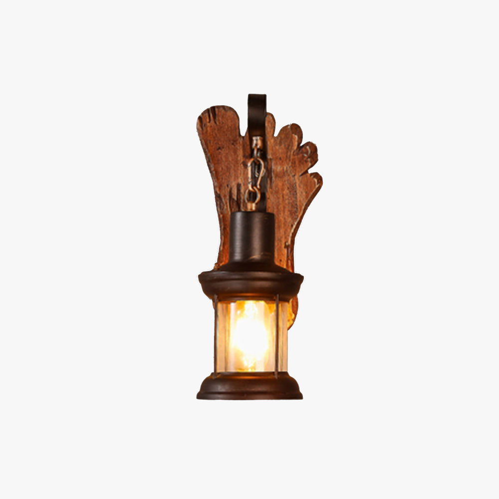 Austin Fußabdruck Laterne Wandleuchte, Holz & Metall - Lumpaz