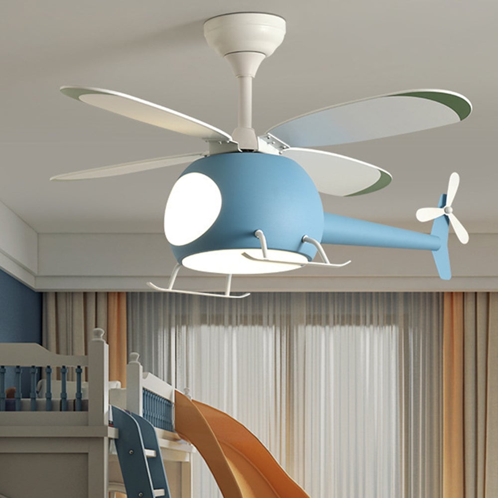 Minori 4-Blätter Blue Jet Deckenventilator, Metall & Holz, ∅90CM - Lumpaz