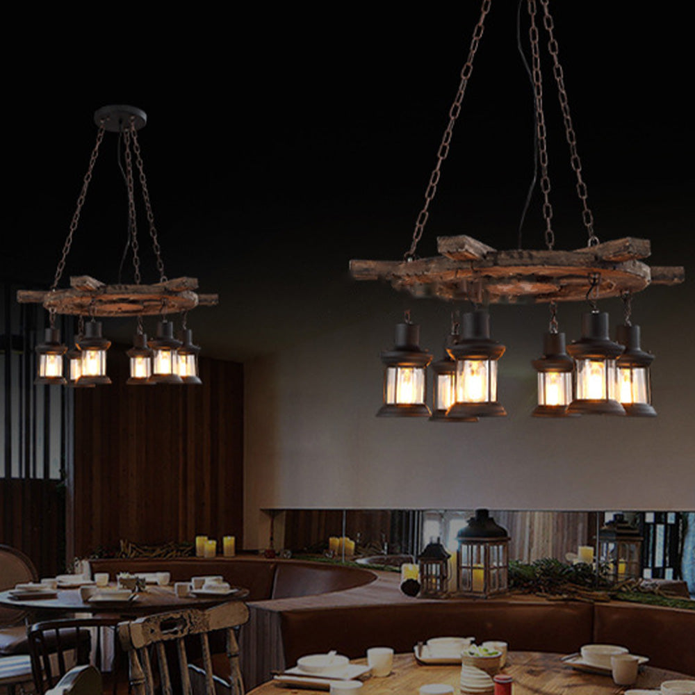 Austin Ruder Pendelleuchte, Metall & Holz, 6-flammig - Lumpaz