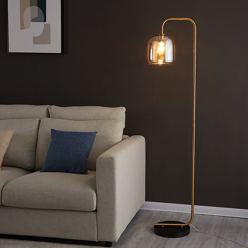 Hailie Rauchgrau Stehlampe, Metall & Glas, 160CM Lang - Lumpaz