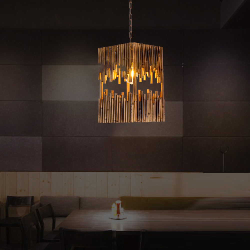 Austin Rechteckige Pendelleuchte, Metall & Holz - Lumpaz
