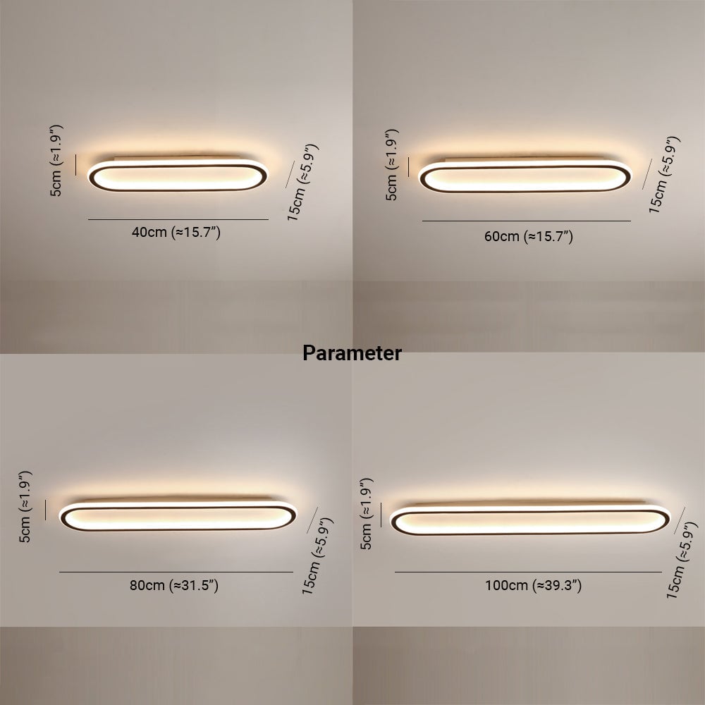 Quinn Deckenleuchte Rechteckig 2 Farbe, 40/60/80/100cm - Lumpaz
