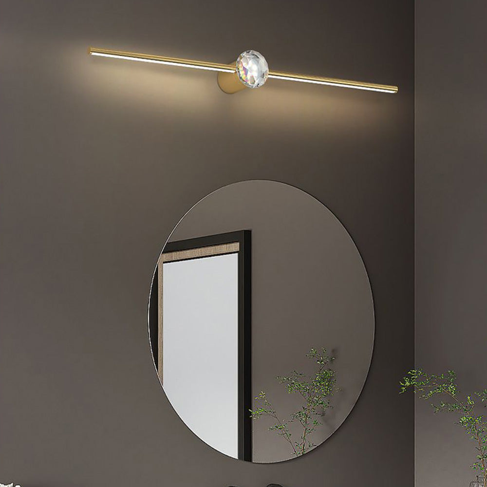 Kristy Linear Spiegelfront Waschtisch-Wandleuchte, Metall & Kristall, 60/80/100CM Lang - Lumpaz