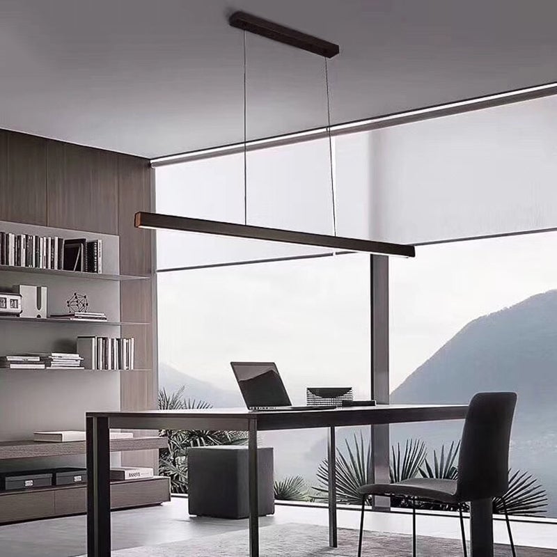 Edge Pendelleuchte Linear dimmbar, Metall&Holz, 60/80/100/120CM Lang - Lumpaz