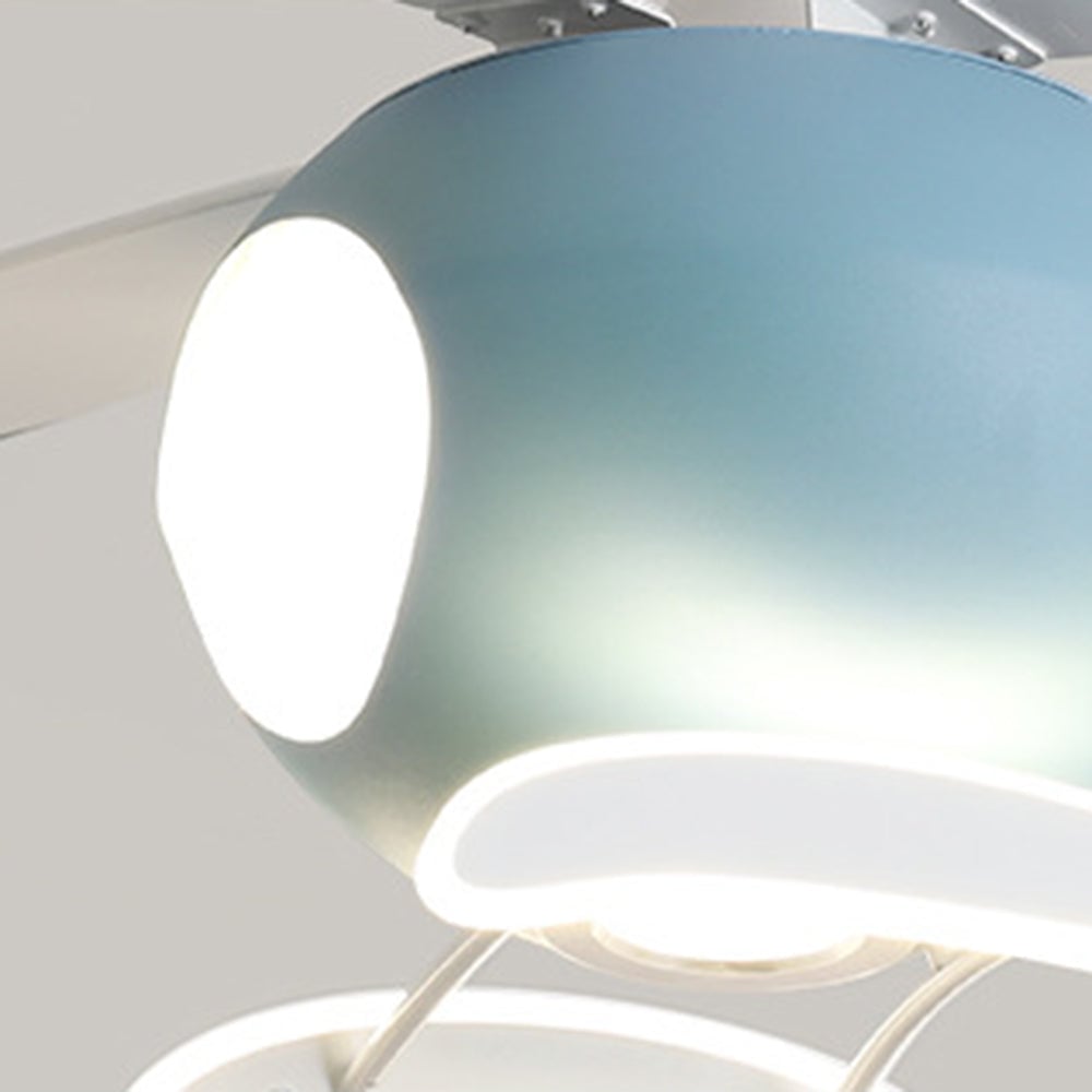 Minori 4-Blätter Blue Jet Deckenventilator, Metall & Holz, ∅90CM - Lumpaz