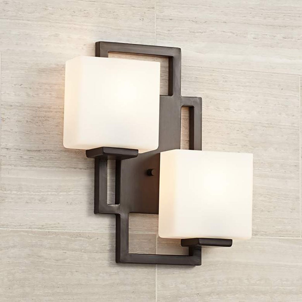 Eyrn Bronze Ankleider Wandlampe, 2-flammig, 35CM Lang - Lumpaz