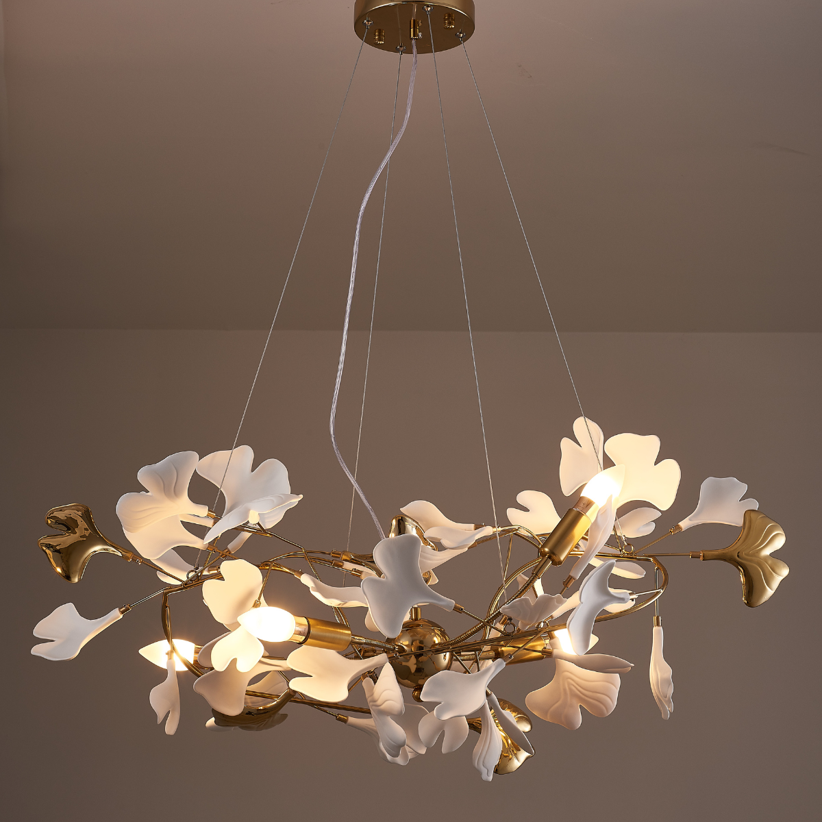 Olivia Kronleuchter Art Déco-Designs für Foyer, Ginkoblätter Kronleuchter - Lumpaz