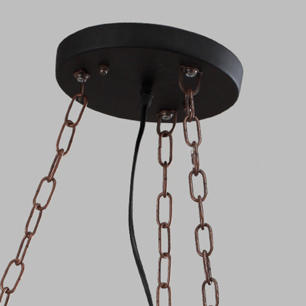 Austin Ruder Pendelleuchte, Metall & Holz, 6-flammig - Lumpaz