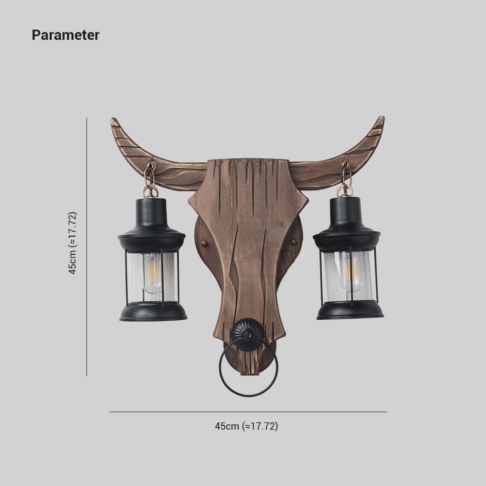 Austin Bull Laterne Wandleuchte, 2 flammig, Holz & Metall - Lumpaz