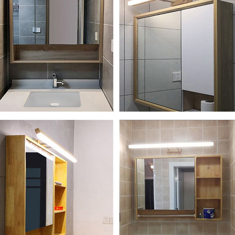 Ozawa Spiegelfront Eitelkeit Wandleuchte, Metall & Holz, L40/60/80/100CM - Lumpaz