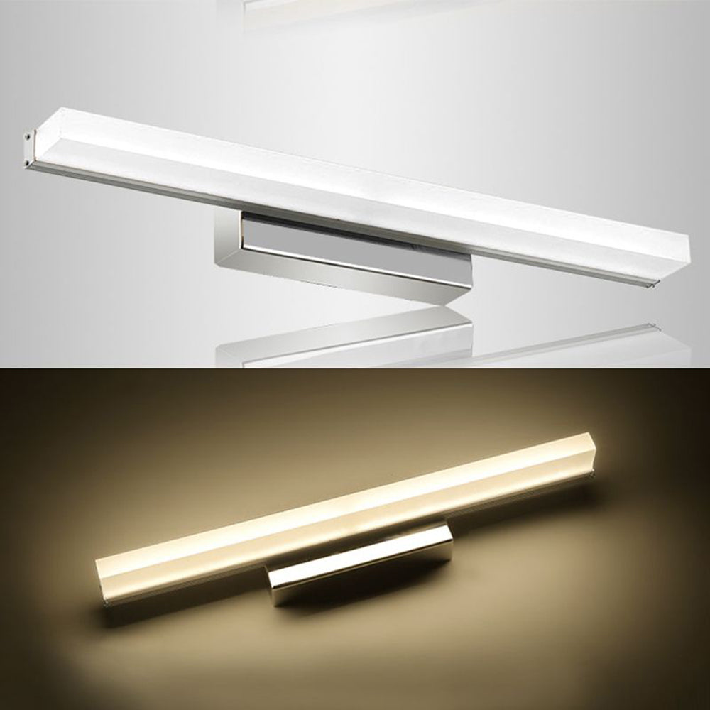 Leigh Grundlegende Rechteckige Spiegelfront Waschtisch-Wandleuchte, Metall & Acryl, L40/60/80/100CM - Lumpaz