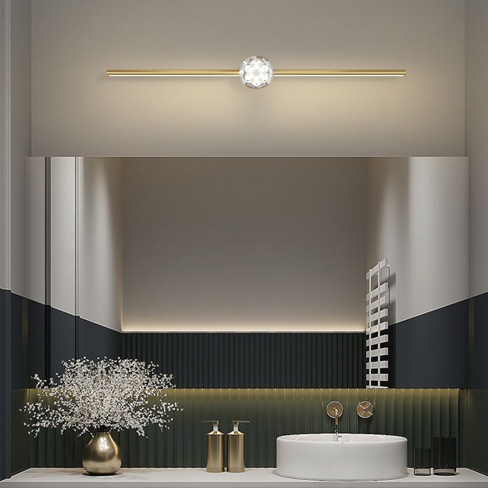 Kristy Linear Spiegelfront Waschtisch-Wandleuchte, Metall & Kristall, 60/80/100CM Lang - Lumpaz