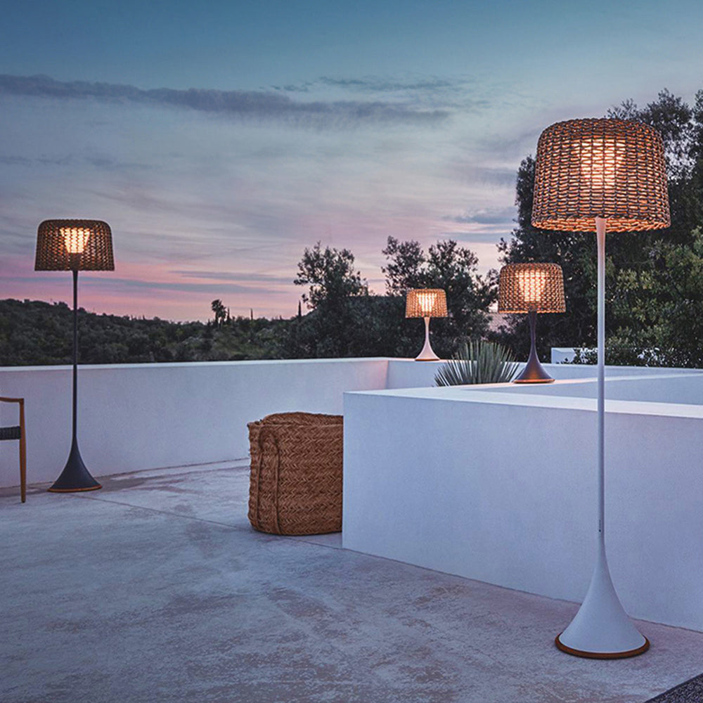 Ritta Wasserdichte Stehlampe für draußen 2 Farben, Rattan - Lumpaz