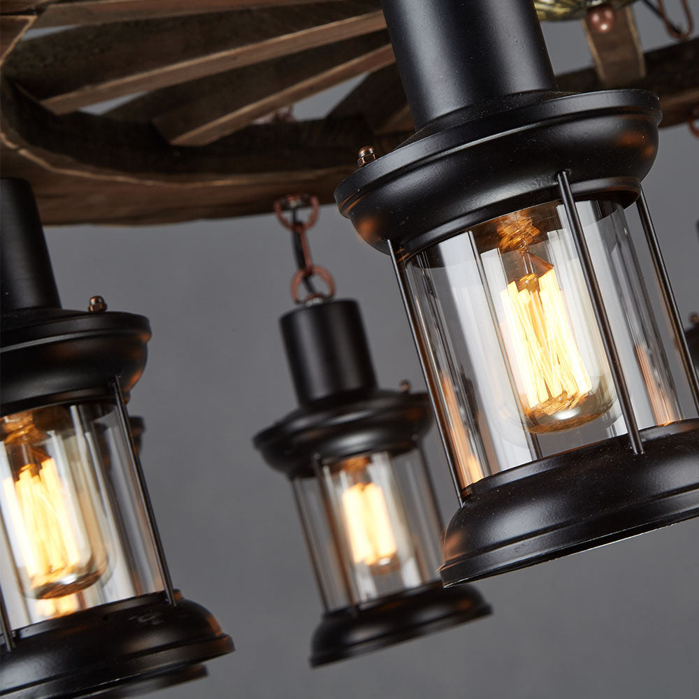 Austin Ruder Pendelleuchte, Metall & Holz, 8-flammig - Lumpaz
