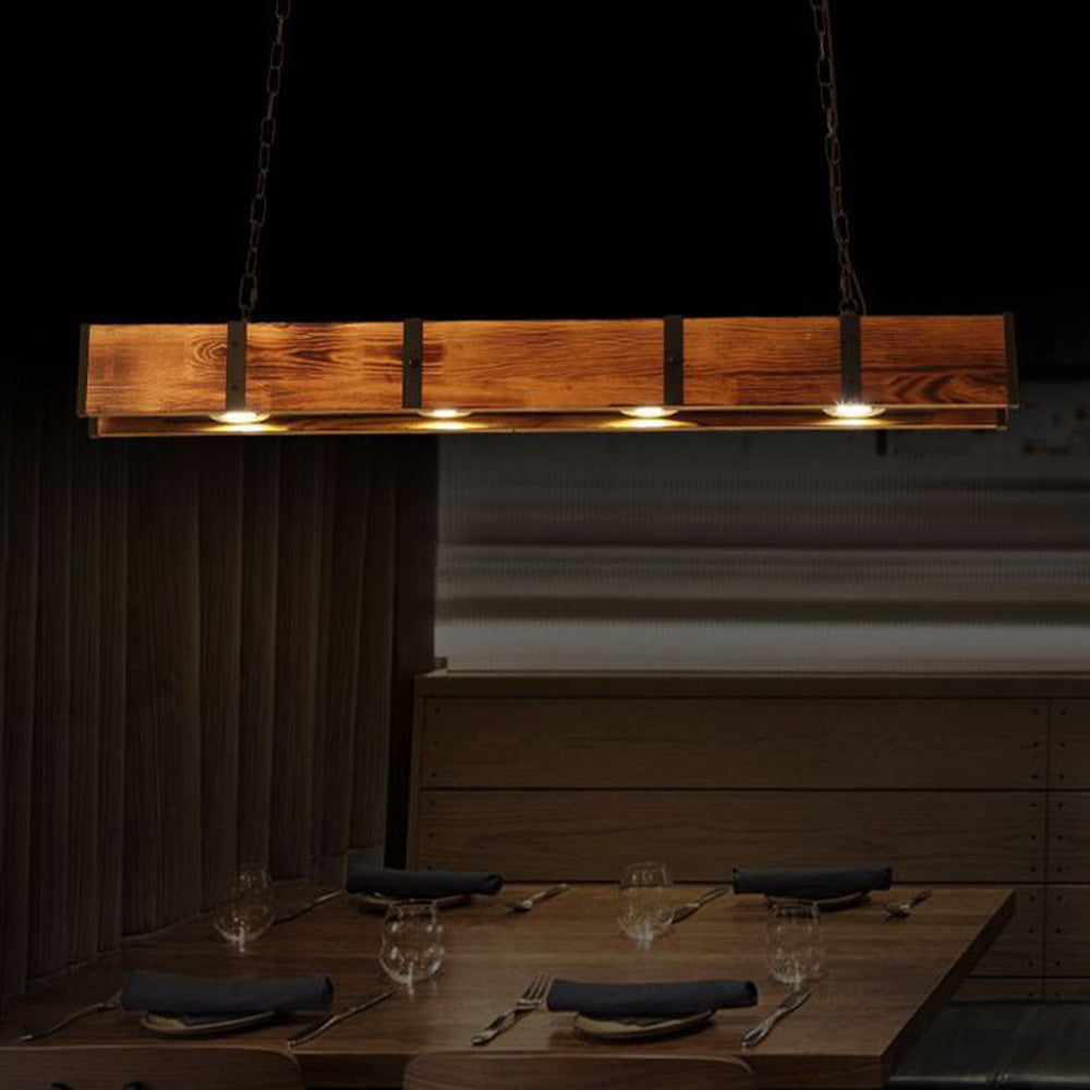 Alessio Pendelleuchte, Metall & Holz, L 100CM - Lumpaz