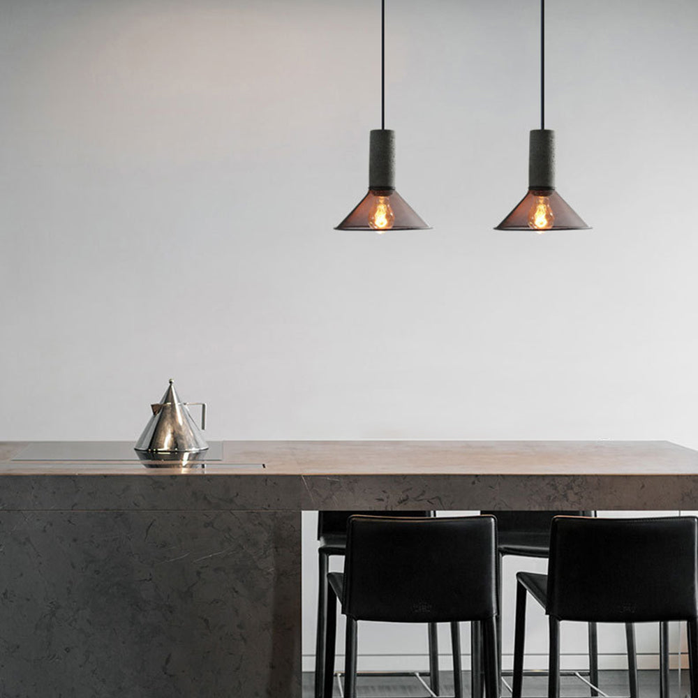 Zaid Industrielle Pendelleuchte, 6 Stile, Zement und Metall - Lumpaz