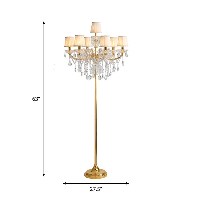 Carins Plissiert Stehleuchte, Metall & Stoff, 7-flammig, 165CM Lang - Lumpaz