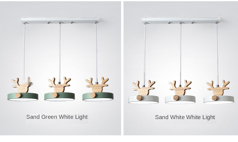 Morandi Holz LED Kronleuchter Hirschgeweih Pendelleuchte - Lumpaz