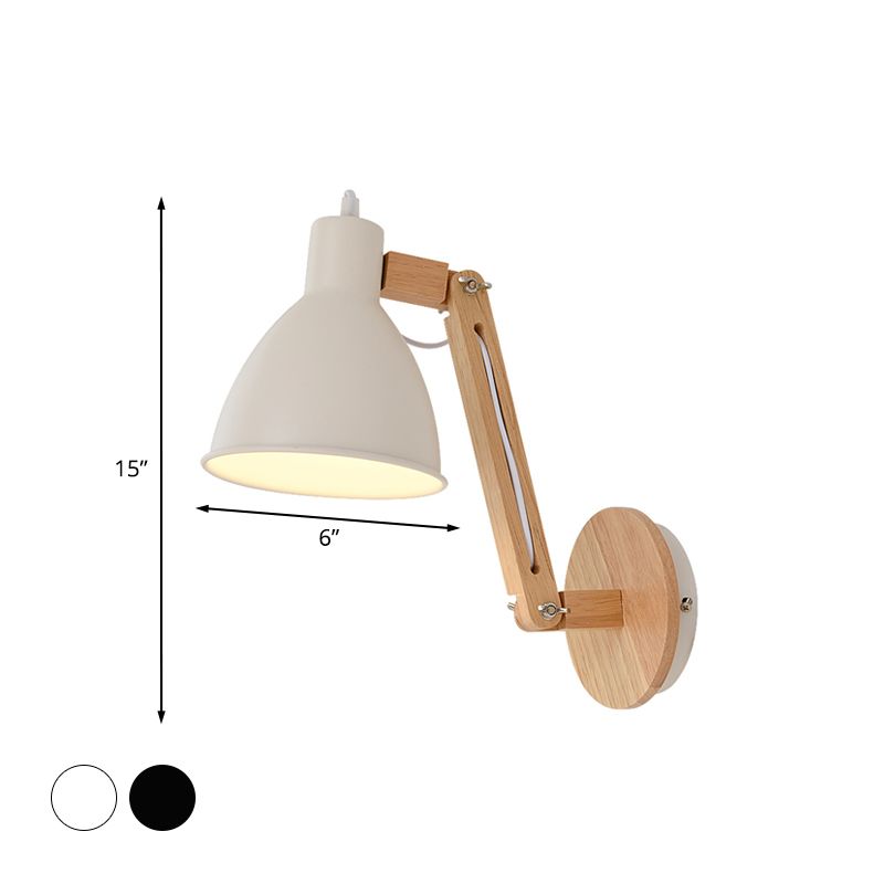 Brady Schwarze Verstellbare Wandleuchte, Metall & Holz, 2 Farben, 38CM Lang - Lumpaz