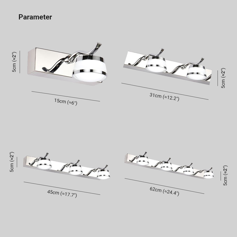 Leigh Rostfreier Stahl Spiegelfront Waschtisch-Wandleuchte, 1/2/3/4-flammig - Lumpaz