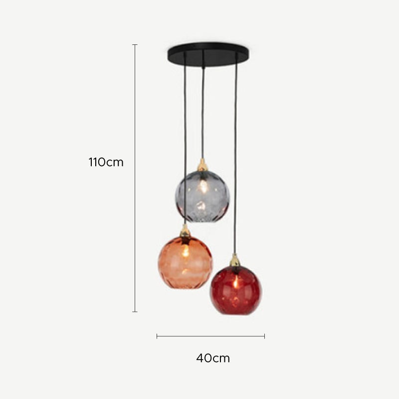 Hailie Pendelleuchte aus buntem Glas, 3 flammig - Lumpaz