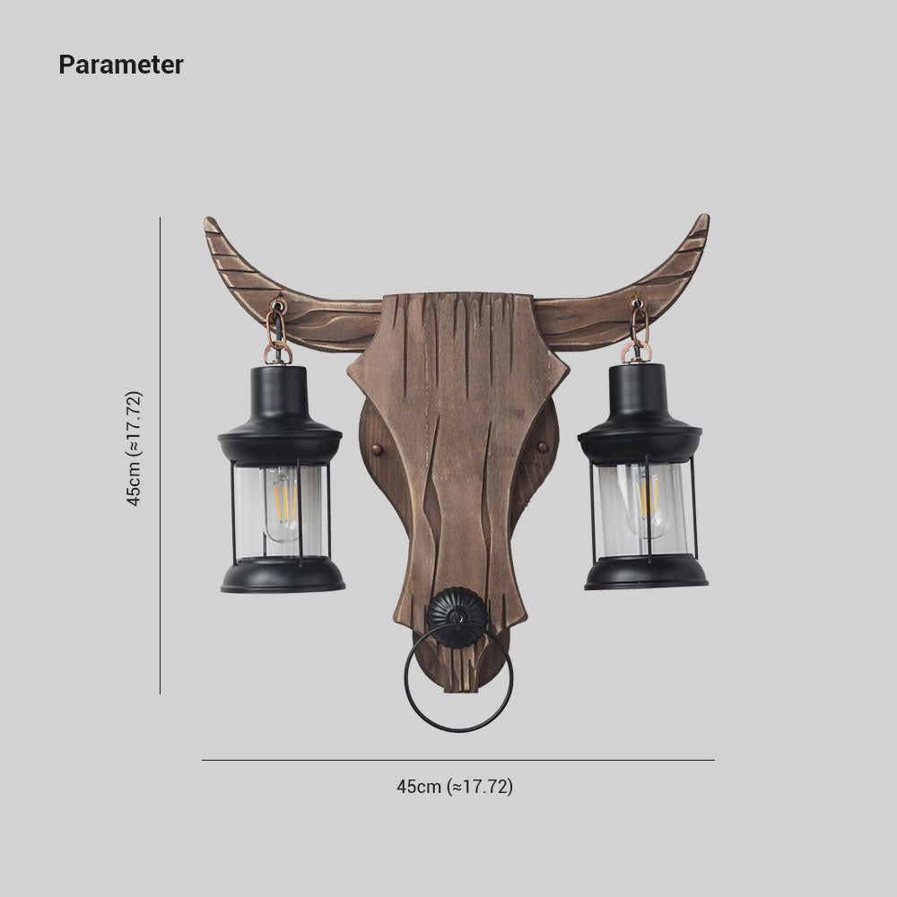 Austin Bull Laterne Wandleuchte, 2 flammig, Holz & Metall - Lumpaz