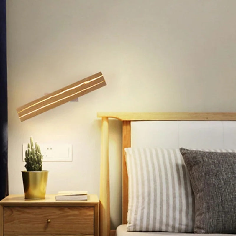 LED Drehbare Log Crack Wandleuchte aus Holz für Schlafzimmer - Lumpaz