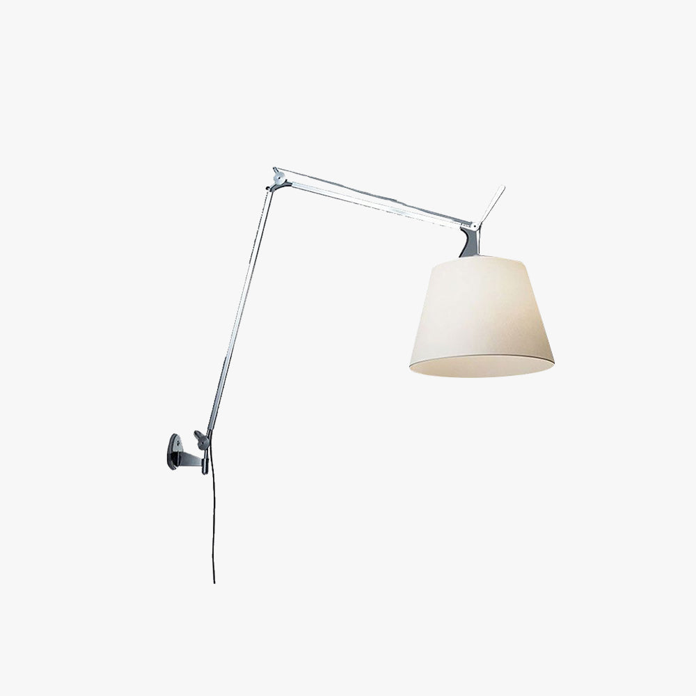 Brady Silberne Verstellbare Wandleuchte, Metall & Textil - Lumpaz