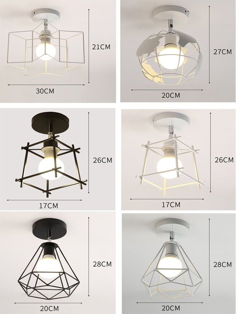 Vintage Deckenlampe E27 Schwarz/Weiß Verstellrichtung LED Deckenleuchten - Lumpaz