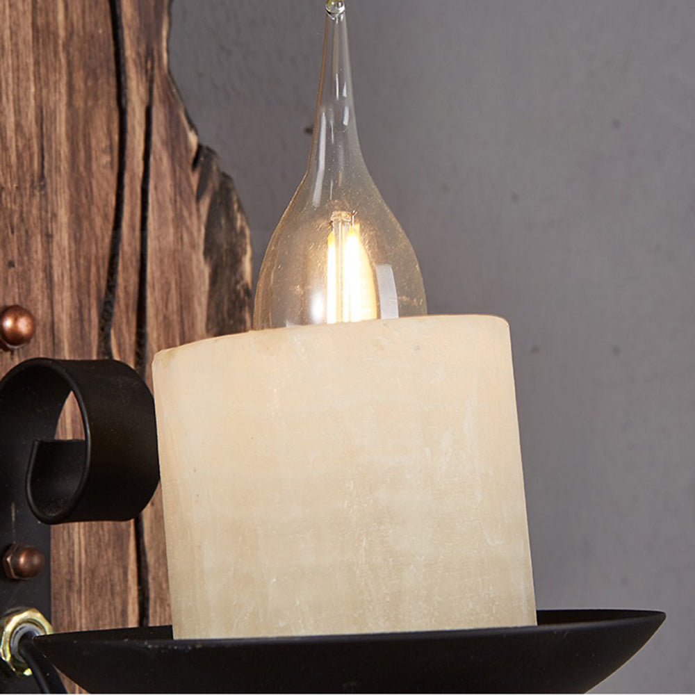 Austin Rechteckige Kerze Wandleuchte, Holz & Metall - Lumpaz