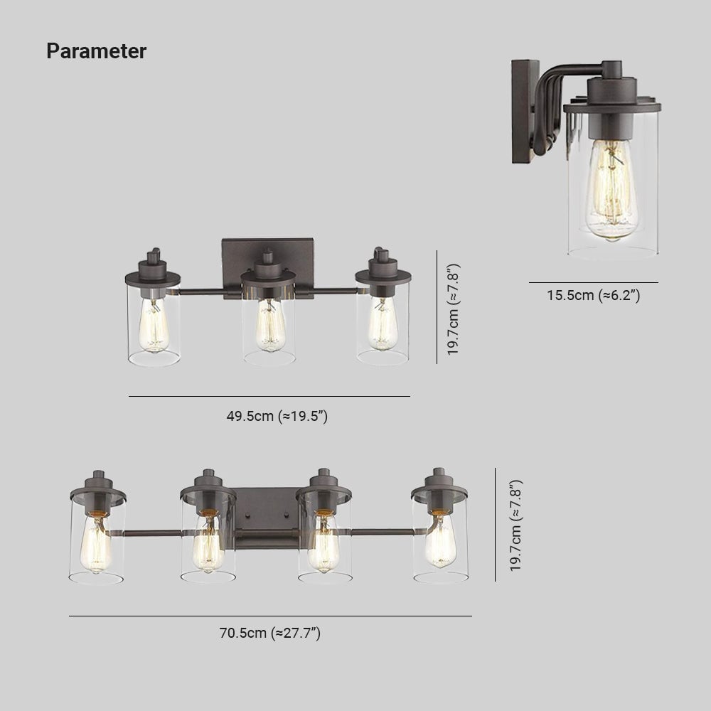 Alessio Industrieller Stil Spiegelfront Waschtisch-Wandleuchte, Metall & Glas, 3/4-flammig - Lumpaz