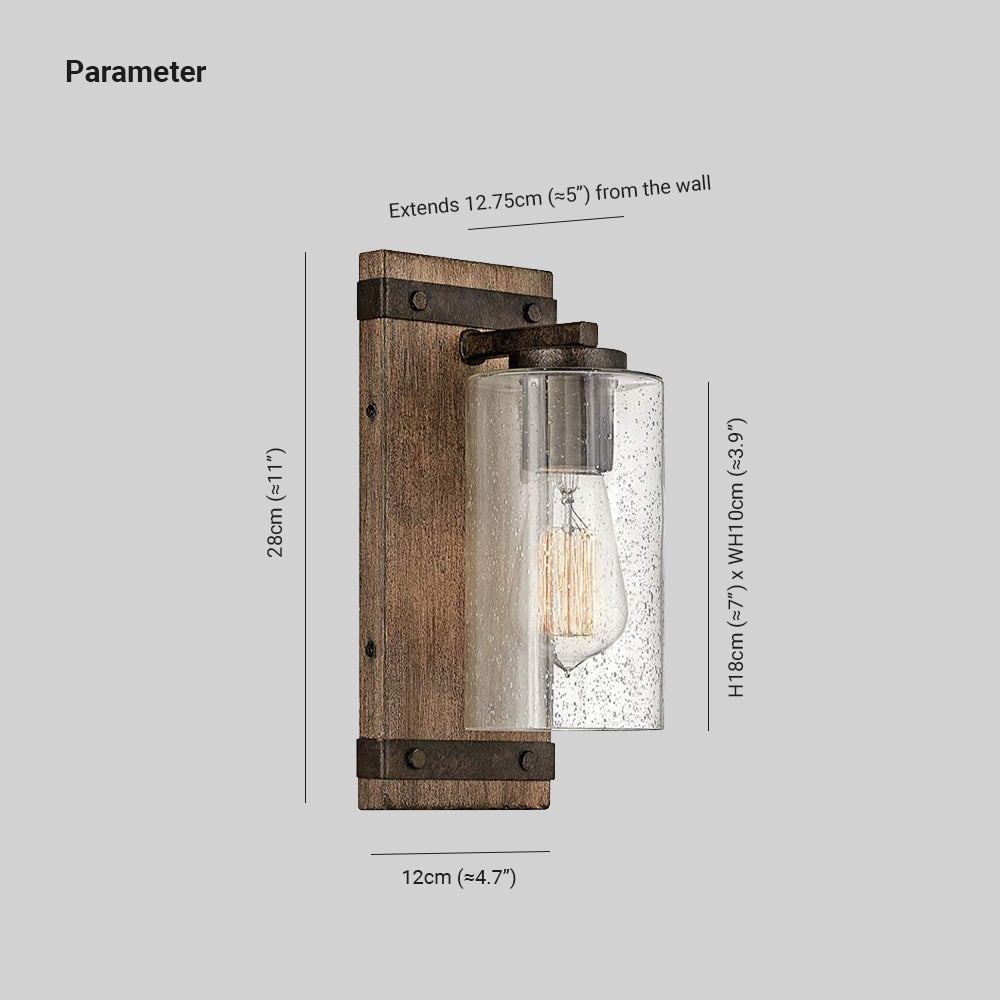 Austin Wandleuchte, Metall & Holz, 28CM Lang - Lumpaz