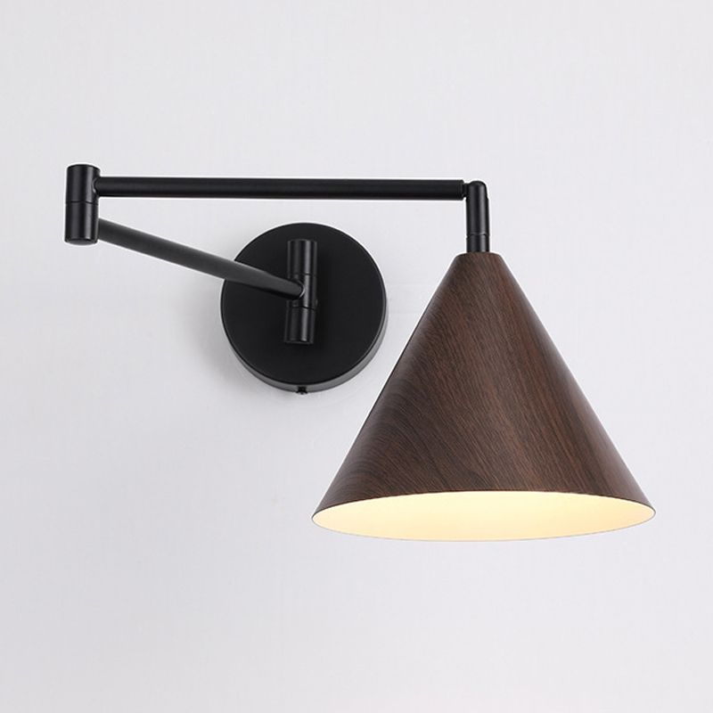 Ozawa Verstellbare Wandleuchte in Kegelform, Metall & Holz - Lumpaz