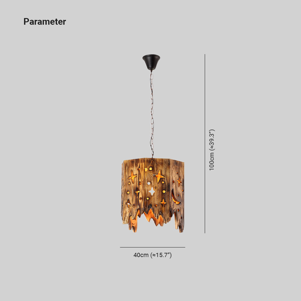 Austin Stern-Pendelleuchte, Metall & Holz - Lumpaz