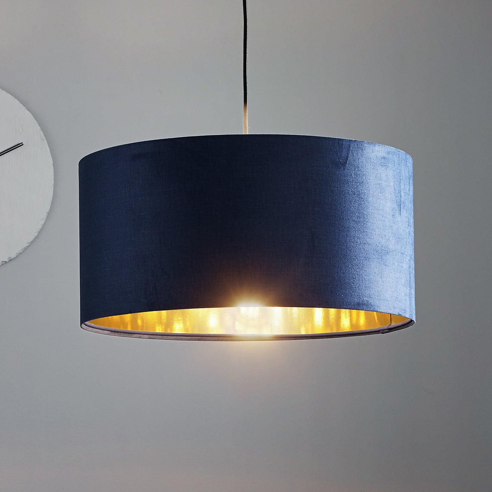Renée Blau & Gold Pendelleuchte, Seide, ∅50CM - Lumpaz