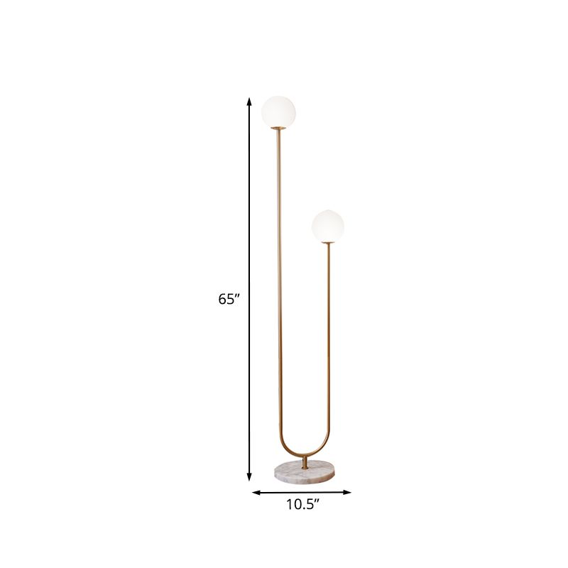 Valentina U-förmige Stehlampe, Messing & Glas, 165CM Lang - Lumpaz