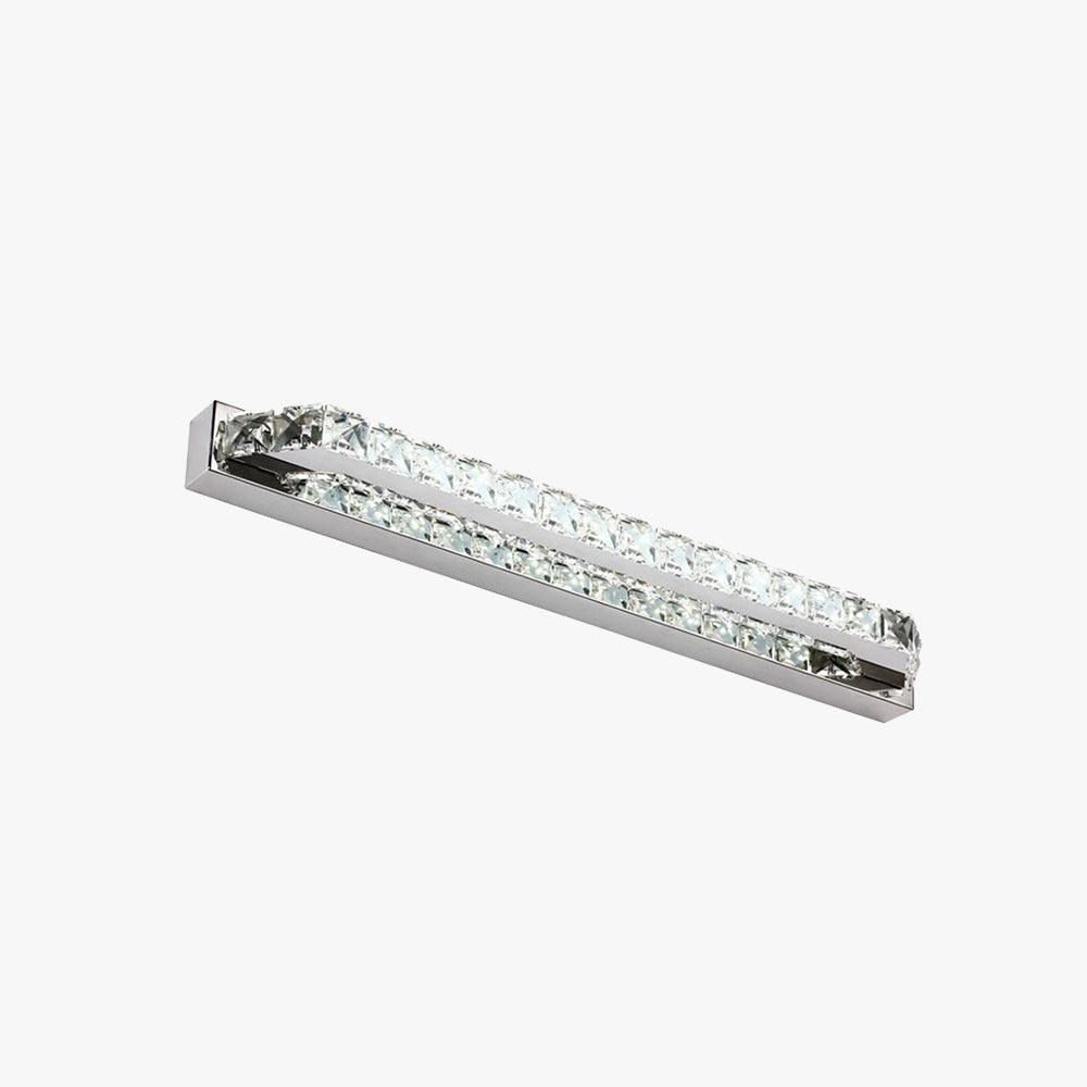 Kristy Rechteckige Spiegelfront Waschtisch-Wandleuchte, Kristall & Metall, 40CM Lang - Lumpaz