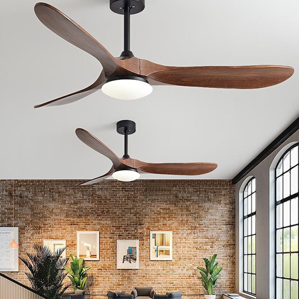 Haydn Schwarz 3 Blätter Deckenventilator mit Beleuchtung, Metall & Holz, ∅132CM - Lumpaz